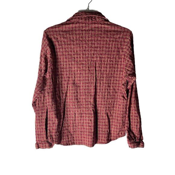 Woolrich Women’s Texured Plaid Button Down Long Sleeve Top Size Medium - Picture 7 of 7